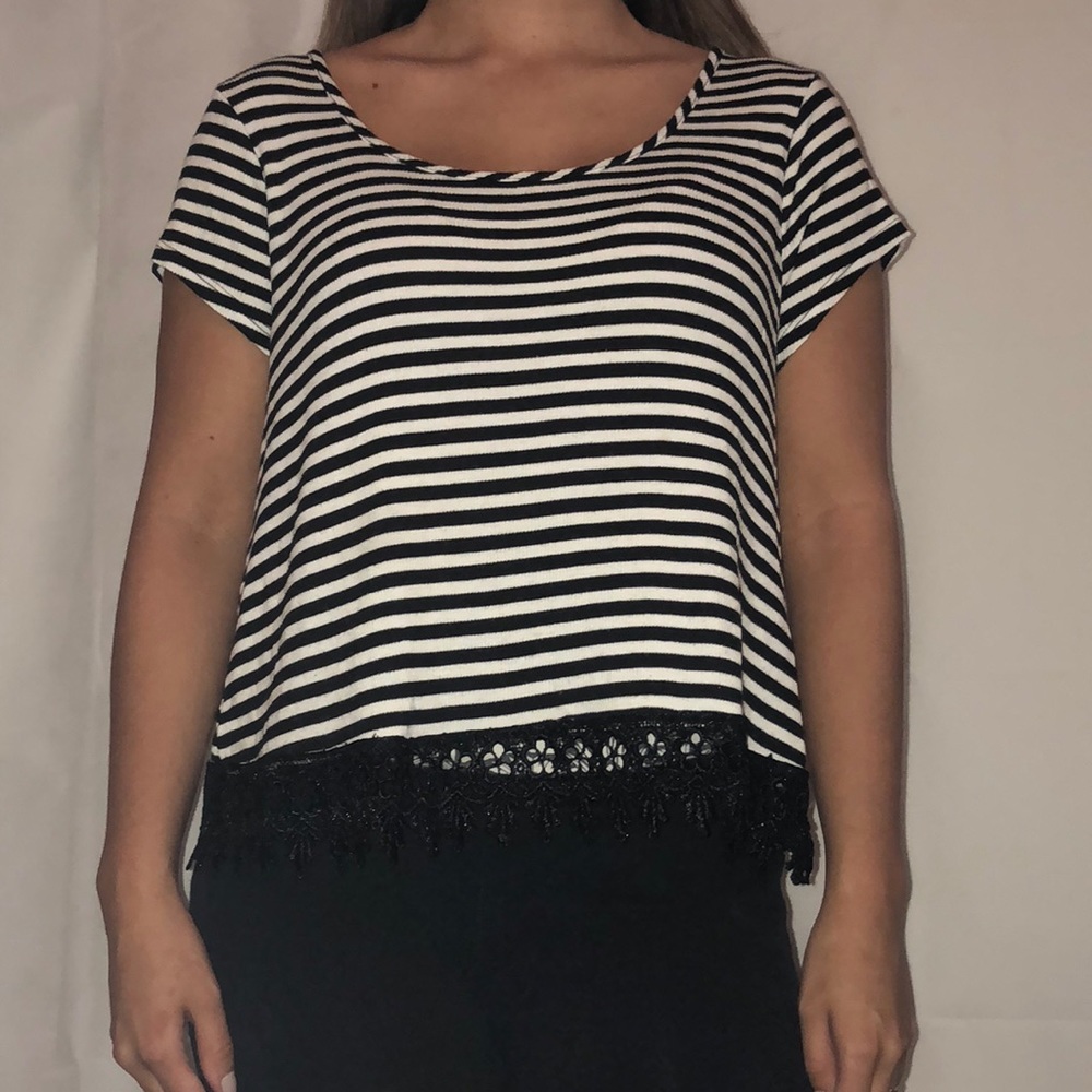 Black and White Striped Top